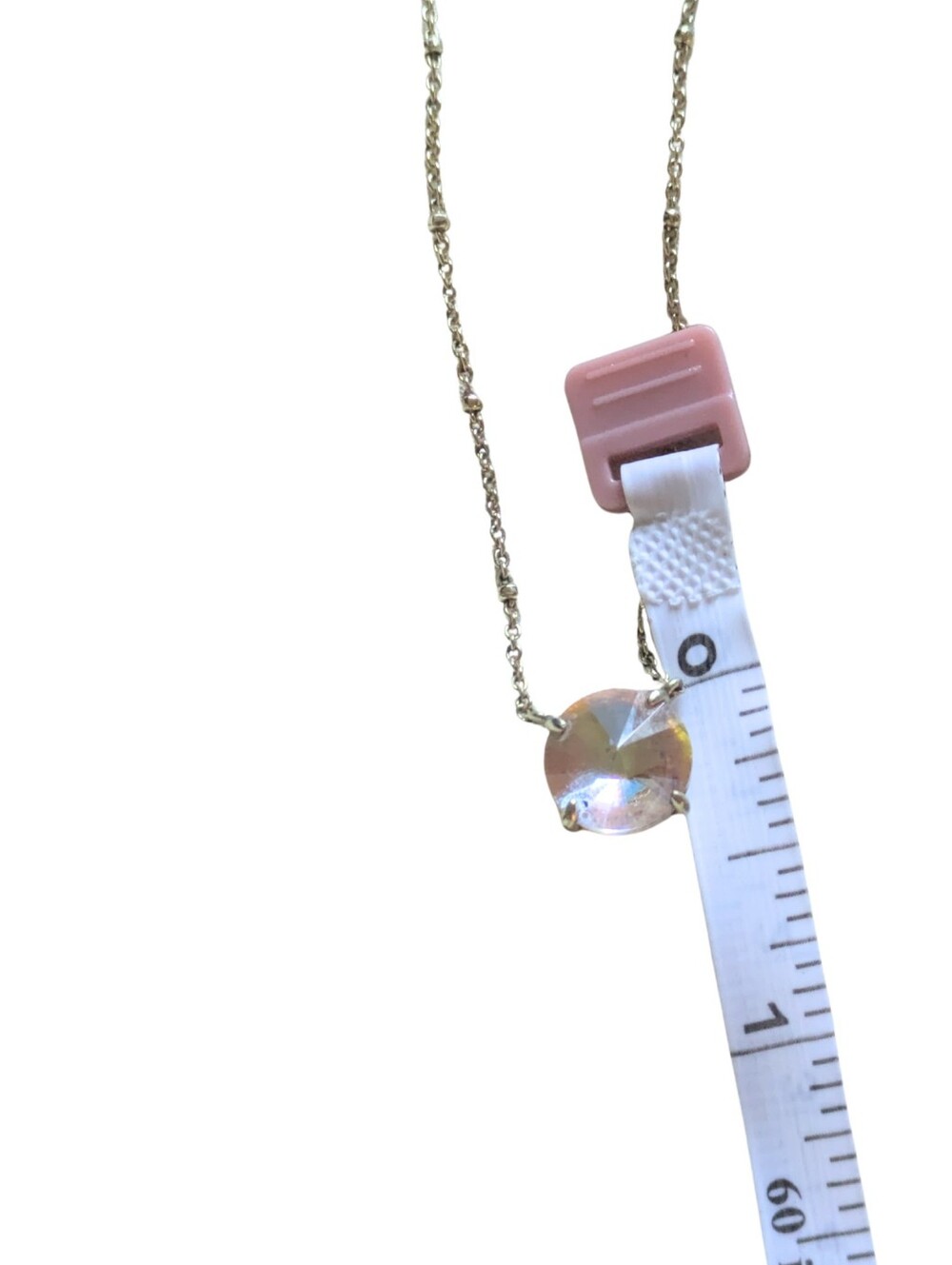 Kendra Scott Gold Tone Crystal Necklace Iridescent Pendant - Dainty Luxe - Picture 6 of 6